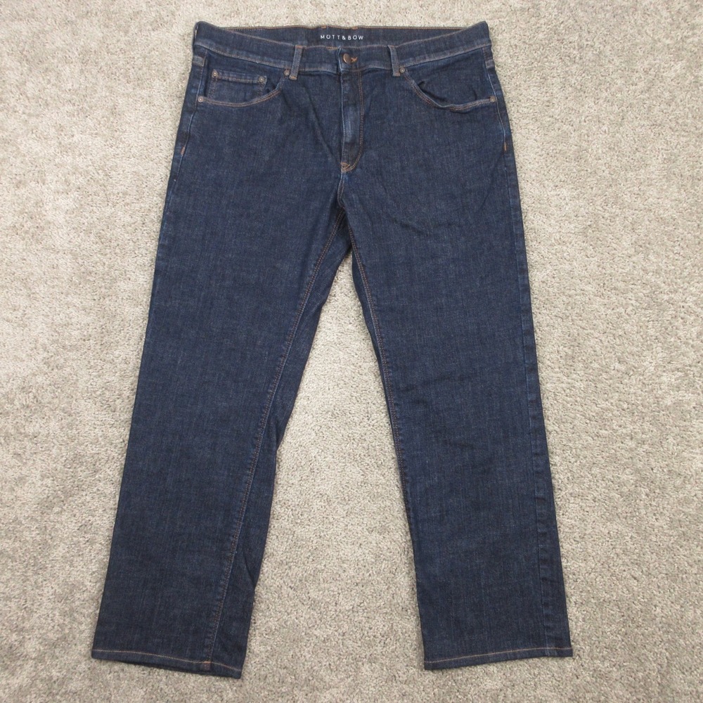 Mott & Bow Jeans Mens 38x27 (Tag 38x30) Blue Slim Straight Dark Wash Denim Pants